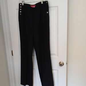 Black Button-Detail Pants